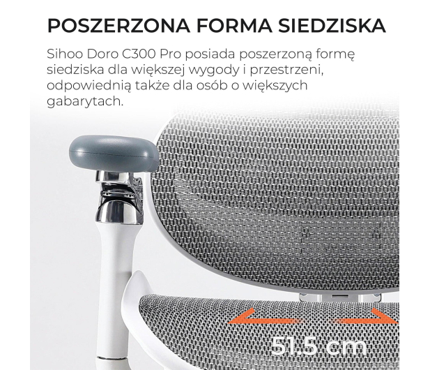 Sihoo DORO C300 PRO Mesh biały - 1542253 - zdjęcie 15